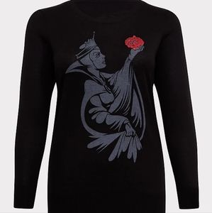 Disney Villains Black Evil Queen Red Sequin Apple Sweater